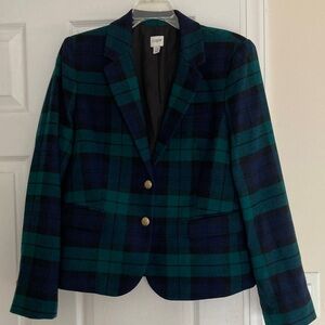 J. Crew Women's Tartan Blazer - Navy and Green Sz 14